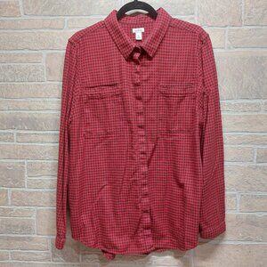 Vintage LL Bean Buffalo Check Double Pocket Flannel Shirt Red Black XL